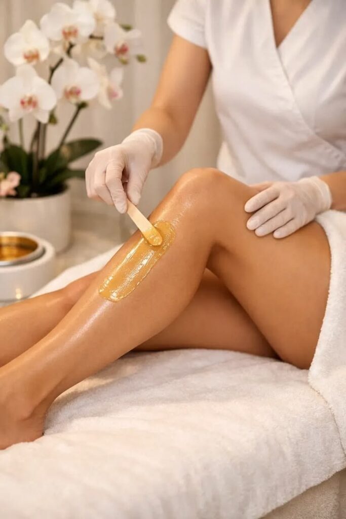 Golden spa treatment with orchids at C Spa in Dedham